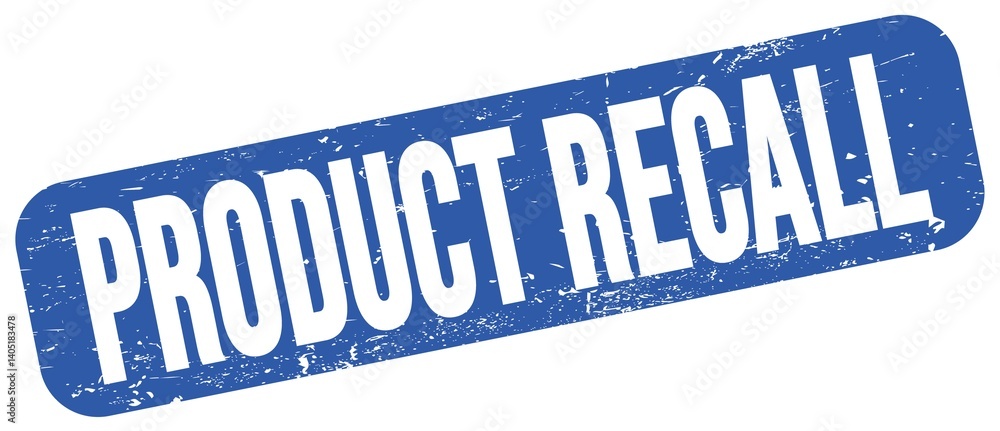 PRODUCT RECALL text on blue grungy stamp sign.
