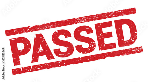 PASSED text on red rectangle stamp sign.