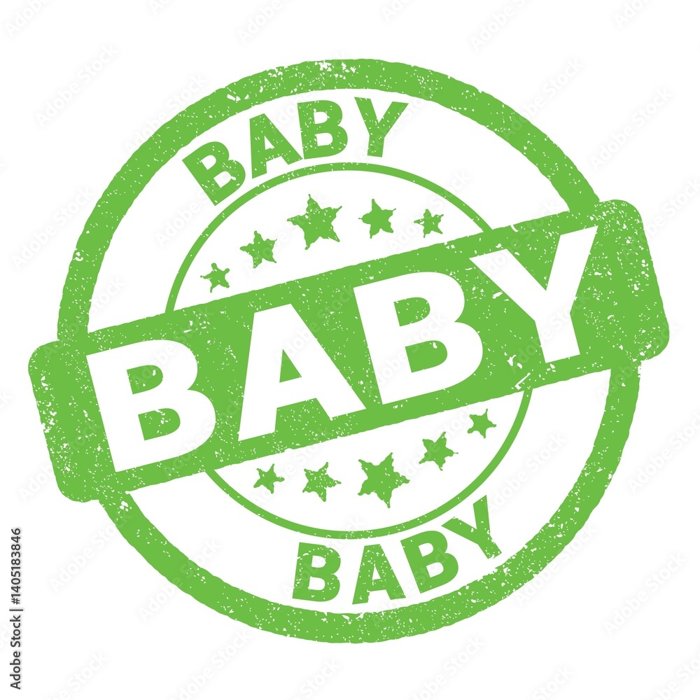 BABY text written on green stamp sign.
