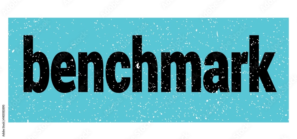 benchmark text written on blue-black stamp sign.