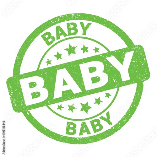 Obraz na płótnie BABY text written on green stamp sign. w salonie