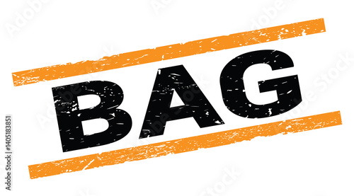 BAG text on orange rectangle stamp sign.