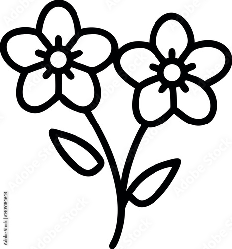 Simple forget-me-not flower outlines on a white background. Delicate and minimal—ideal for soft, nature-themed designs.