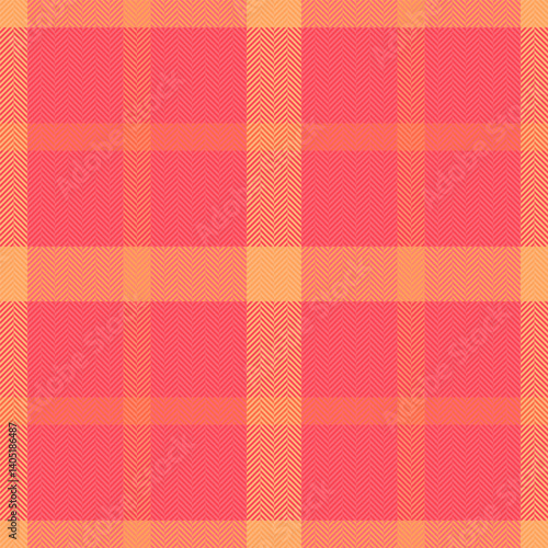Vibrant coral and peach herringbone plaid pattern. Perfect for textile design, fashion, branding, website backgrounds, or any project needing a cheerful, textured aesthetic.