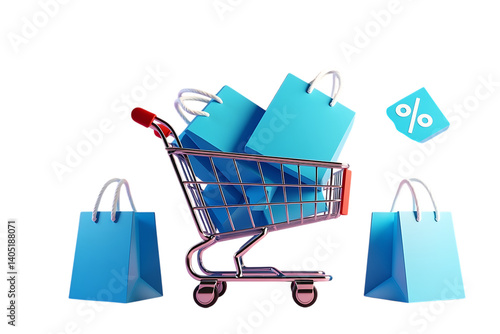 Blue shopping bags in cart sale