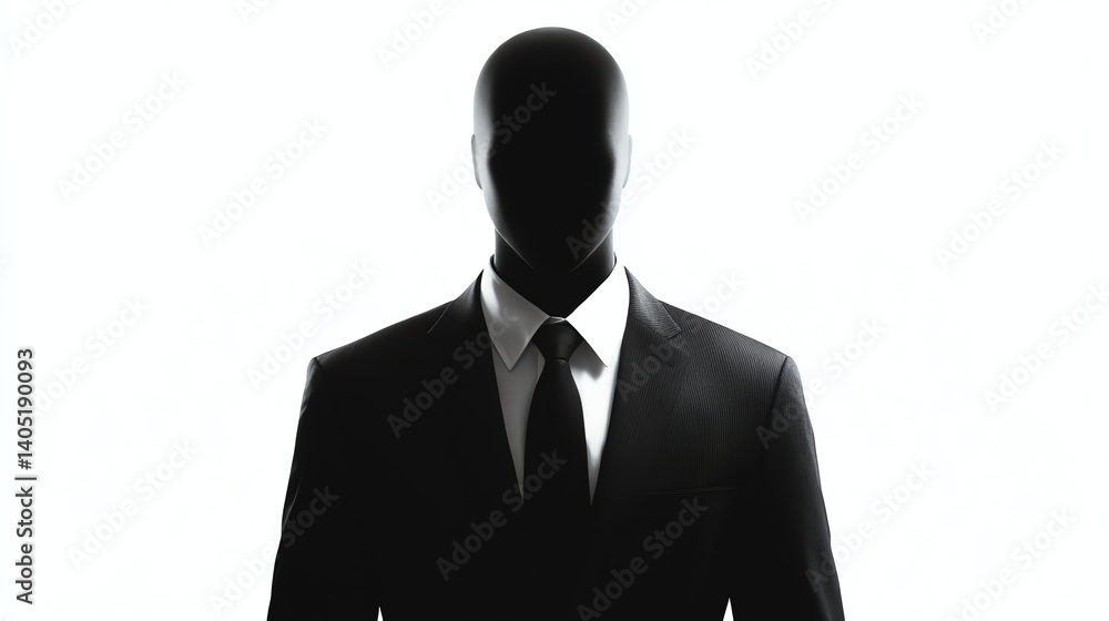 a photorealistic suited individual barely emerging from pitch dark, subtle shadow play, isolated on white background a photorealistic suited individual barely emerging from pitch dark, subtle shadow play, isolated on white background