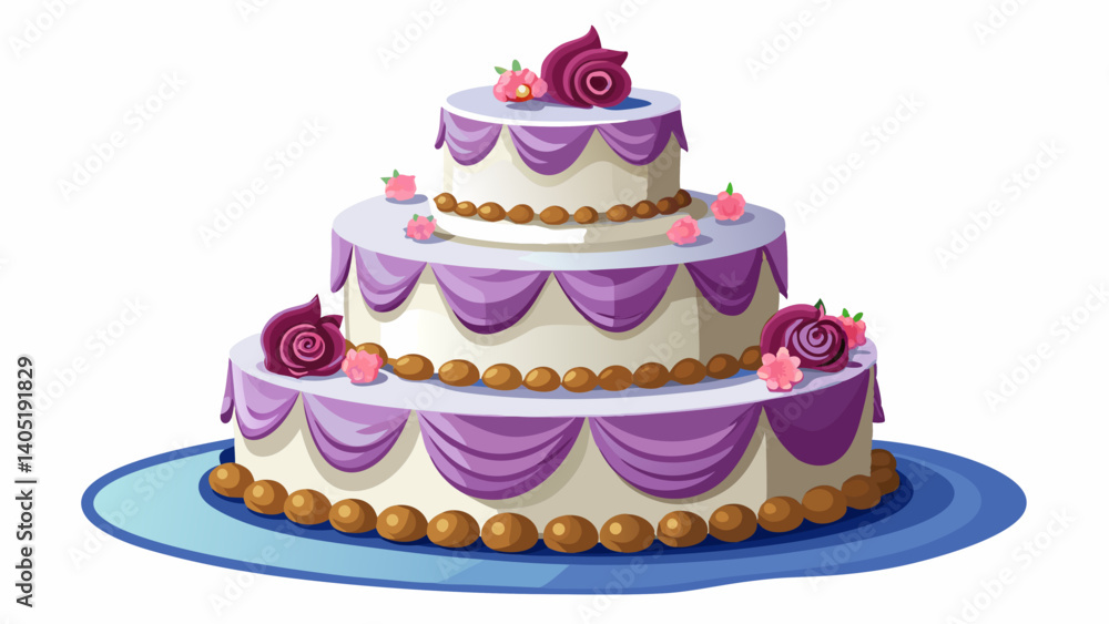 Wedding white cake isolated on white background 3d rendering Wedding white cake isolated on white background 3d rendering
