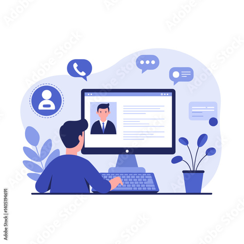 Wallpaper Mural Remote Team Call with Colleague on Computer Display   Torontodigital.ca