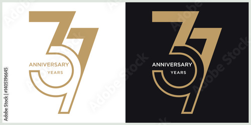 anniversary 37th logotype vector with brown and white color for special celebration day