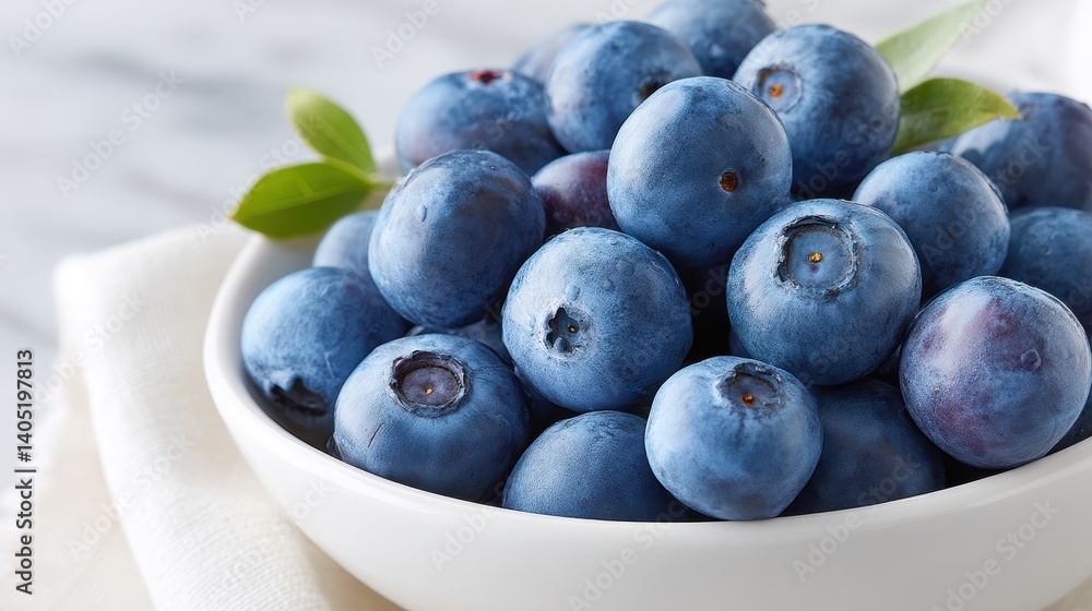 Fresh blueberries cascade in abundance on a pristine marble countertop under natural light Fresh blueberries cascade in abundance on a pristine marble countertop under natural light