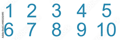 set of 1 to 10 blue number icon on isolated background. vector illustration.