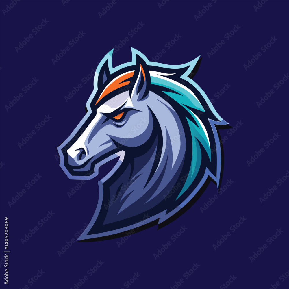 Fototapeta premium Horse Heads Vector Silhouette Illustration