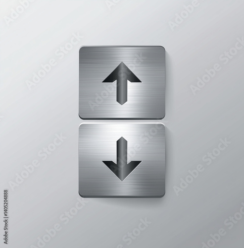 A pair of elevator buttons featuring arrows that indicate up and down