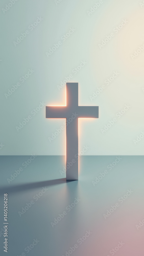 Naklejka premium Silhouette of a cross against a gradient background.