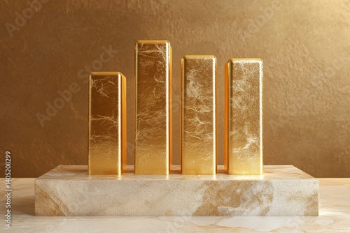 Minimalist Golden Bars Chart on Neutral Background