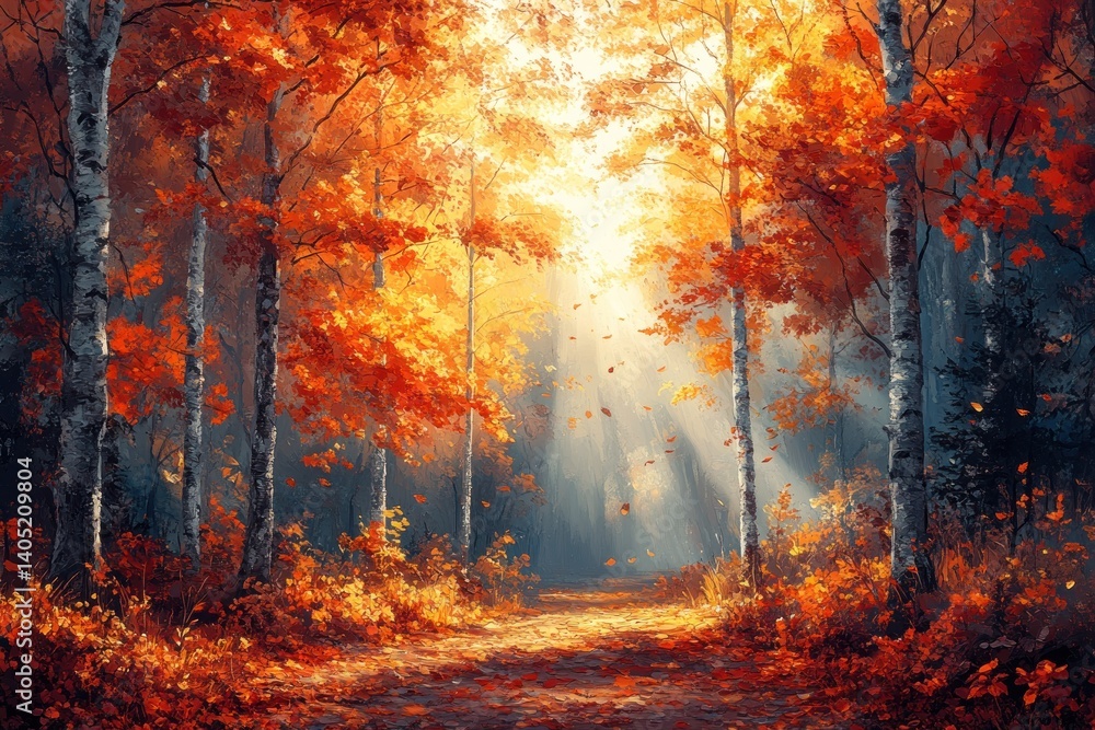 Autumn forest path Autumn forest path