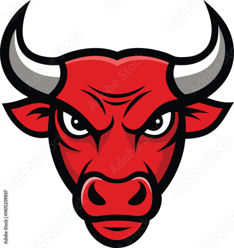 aggressive bull head mascot logo with massive vector art illustration