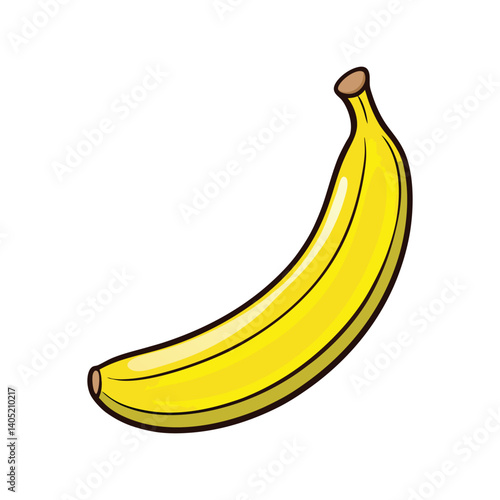 Banana Vector Illustration – Fresh Yellow Banana in Flat Style, Ideal for Healthy Food Design, Grocery Icons, and Nutrition Branding