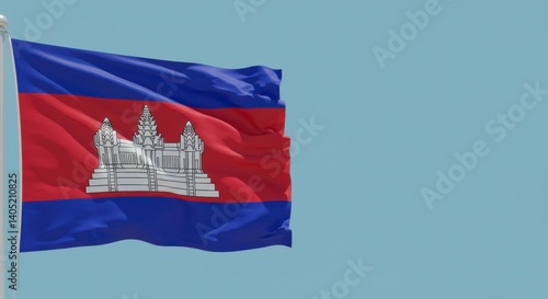 Cambodian flag waving in the wind (1)