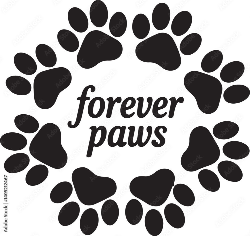 Fototapeta premium Dog or cat paw print flat icon for animal apps and websites