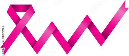 geometrical abstract health pink ribbon with long up rising tale template