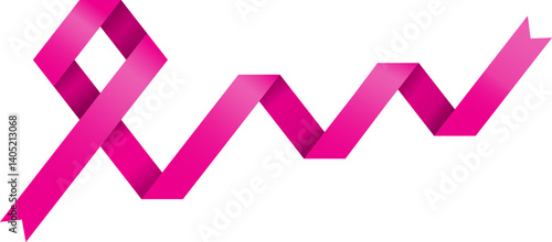 abstract hexagon shape geometric pink ribbon with long tale template