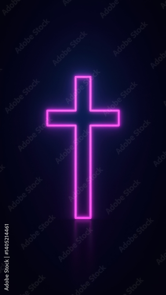 A glowing cross on a dark background. A glowing cross on a dark background.