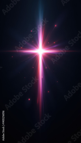 The image depicts a bright light with a cross symbol at its center, emanating rays of light towards the edges.