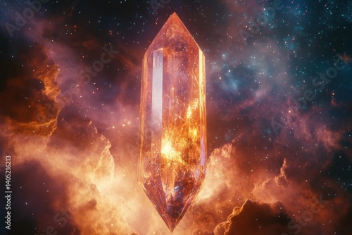 Obraz na płótnie Radiant crystal prism within a cosmic nebula. w salonie