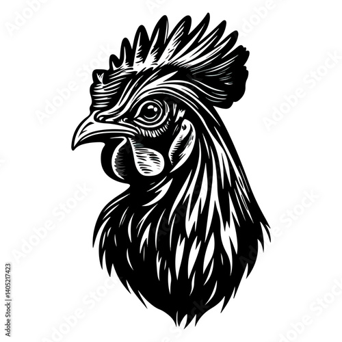 chicken, animal, vector, transparent background, black and white style