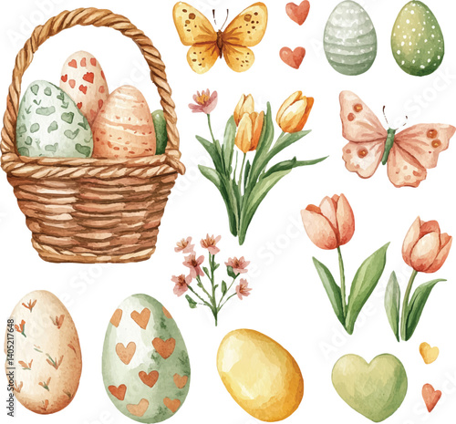 easter eggs and flowers