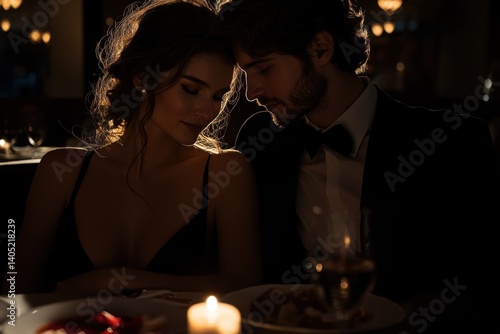Obraz na płótnie Romantic couple enjoys a candlelit dinner. w salonie