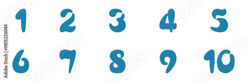 set of 1 to 10 blue number icon on isolated background. vector illustration.