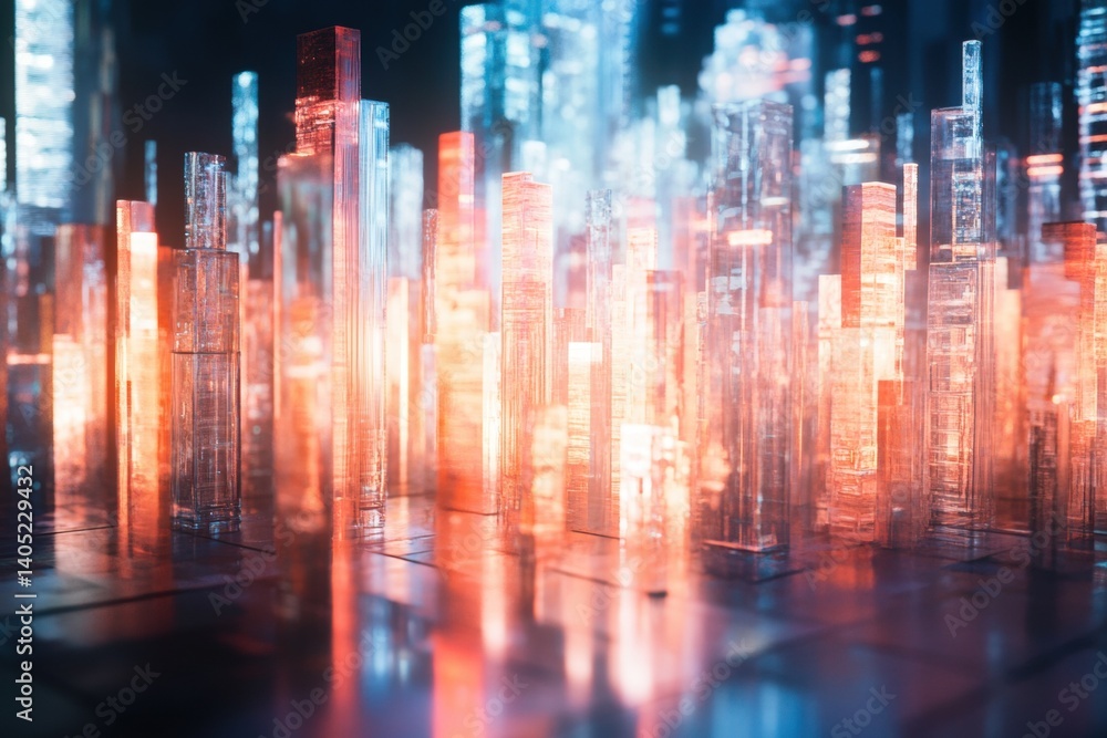 Futuristic city skyline illuminated by vibrant neon lights.