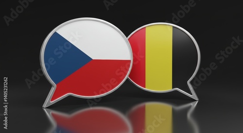 Free Download Czech Republic and Belgium dialogue represented by overlapping speech bubbles - GFXLoad