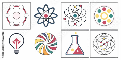 Science Technology Icons Vector Set Flat Design Minimalist