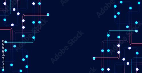 Circuit connect lines and dots. Network technology and Connection concept. Decentralized network nodes connections