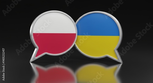 Free Download Poland and Ukraine Dialogue: Symbolic Overlapping Speech Bubbles with National Flags - GFXLoad
