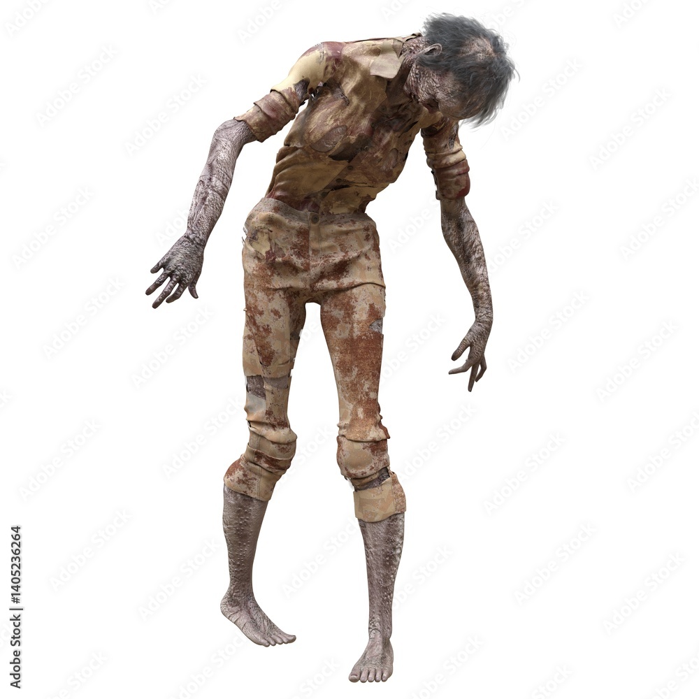 Zombie girl isolated white background 3d illustration Zombie girl isolated white background 3d illustration