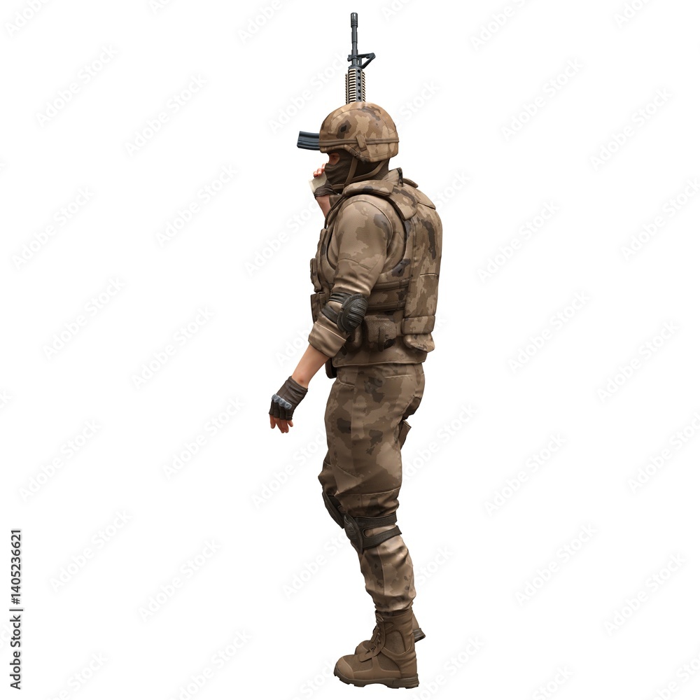 Soldier with a machine gun isolated white background 3d illustration Soldier with a machine gun isolated white background 3d illustration