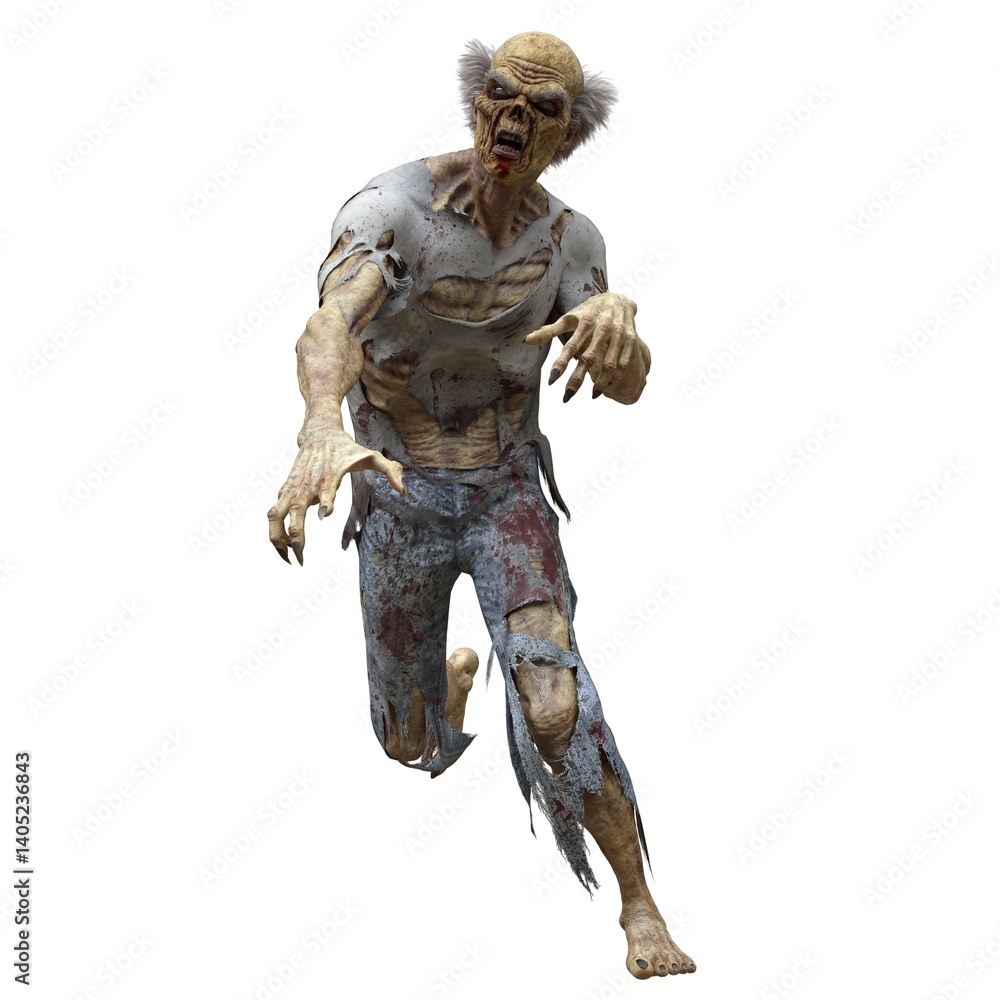 Zombie male isolated white background 3d illustration Zombie male isolated white background 3d illustration