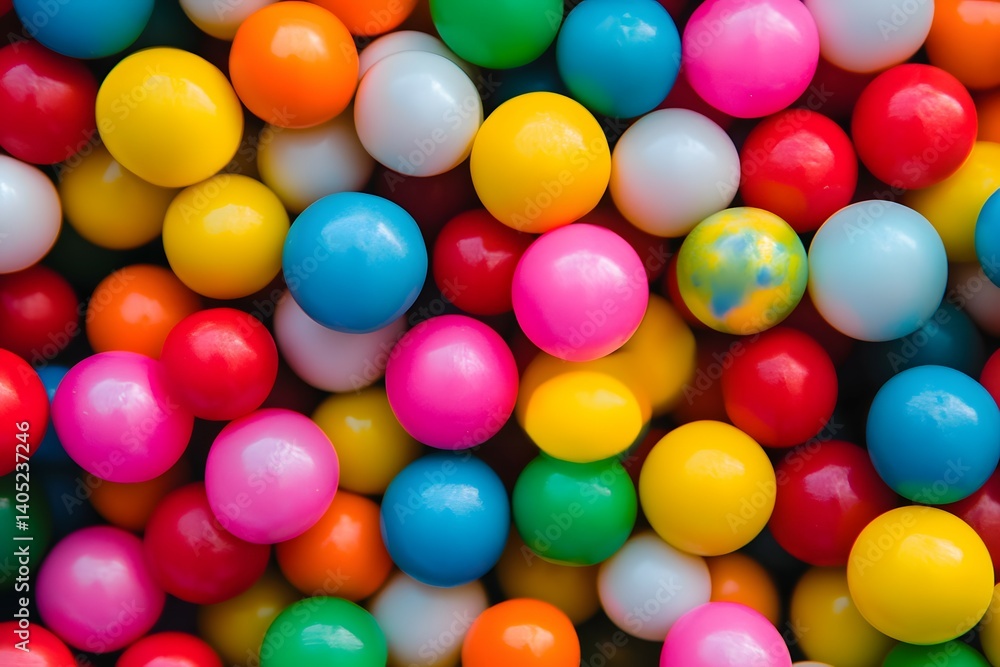 Many colorful gumballs fill the frame creating a vibrant and playful pattern. Many colorful gumballs fill the frame creating a vibrant and playful pattern.