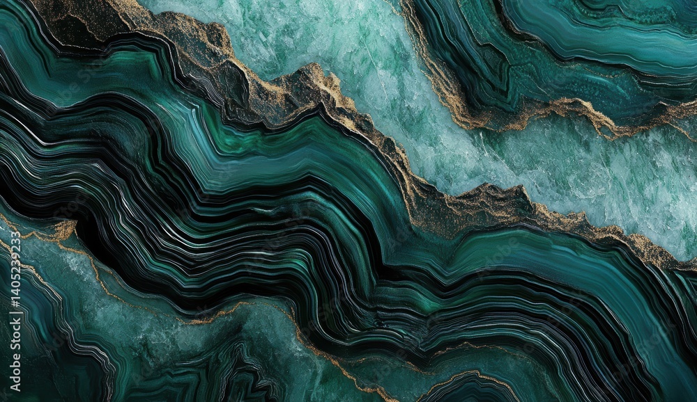 Fototapeta premium Deep teal and gold marble pattern