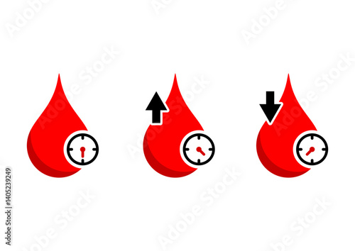 high and low Blood pressure isolated on white background flat vector illustration pressure measurement	