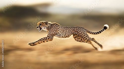 Obraz na płótnie Fast-moving cheetah in a golden savanna. w salonie