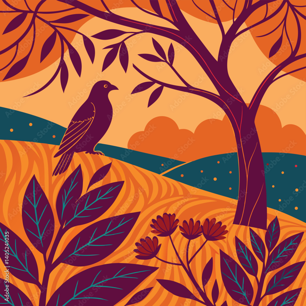 Naklejka premium This artistic pattern reflects the beauty and complexity of the environment, carefully crafted for seamless tiling.