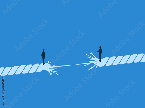 Final Trust, Two Businessmen Negotiating on a Rope That's About to Break