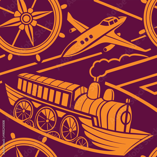 This pattern takes cues from transport and merges them into a smooth, elegant, and highly versatile seamless texture.