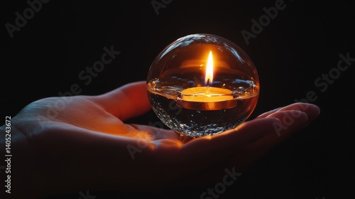 Obraz na płótnie A glowing candle held within a crystal orb. w salonie