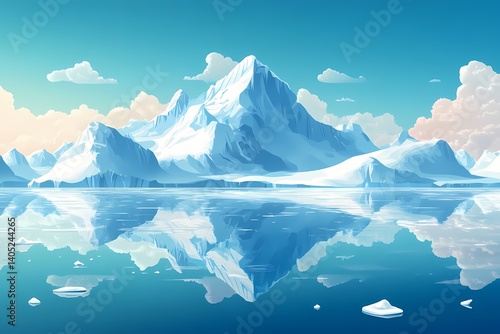 Wallpaper Mural Serene Arctic Landscape. Iceberg Reflection and Majestic Mountain under Blue Skies Torontodigital.ca